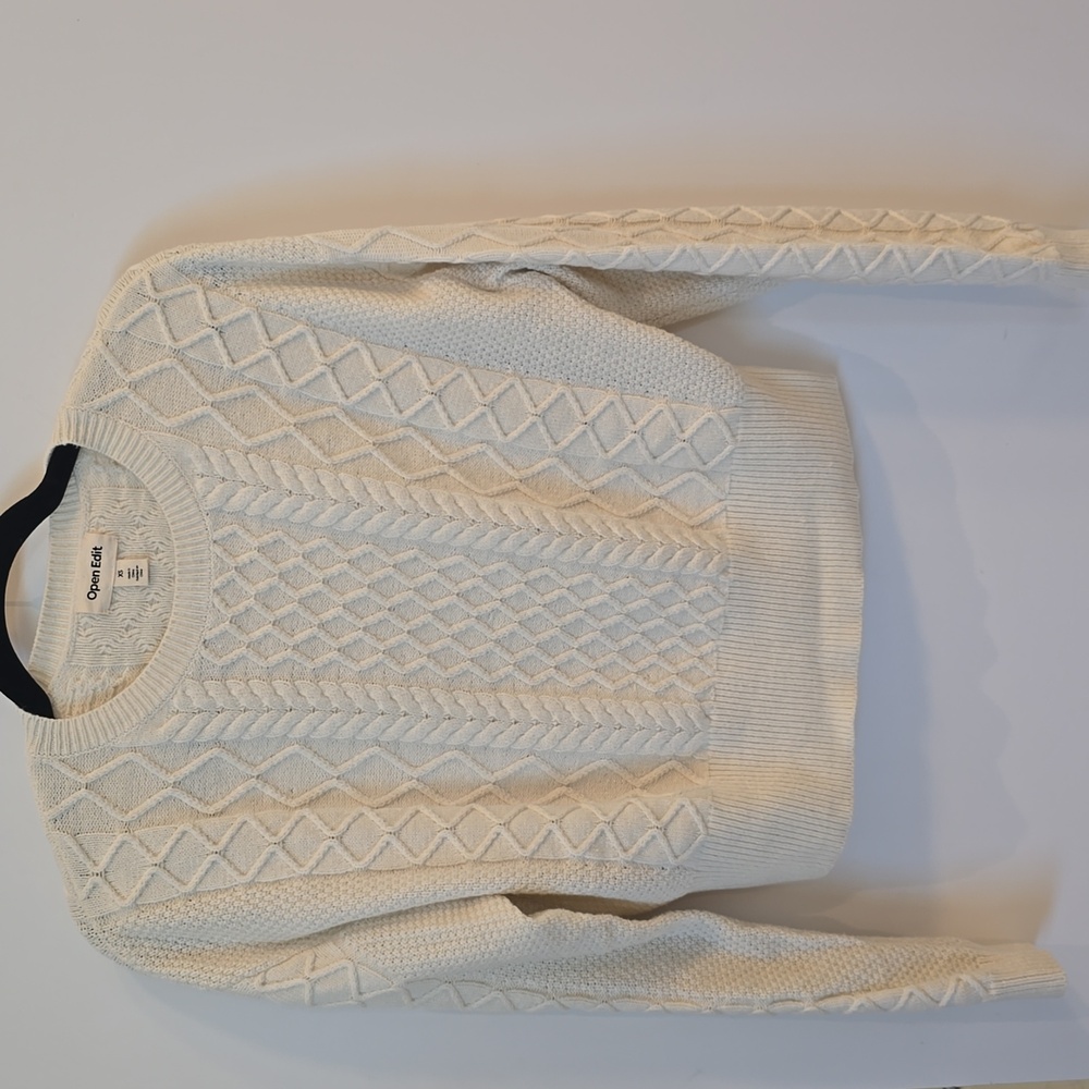 Open Edit Cable Crop Sweater XS